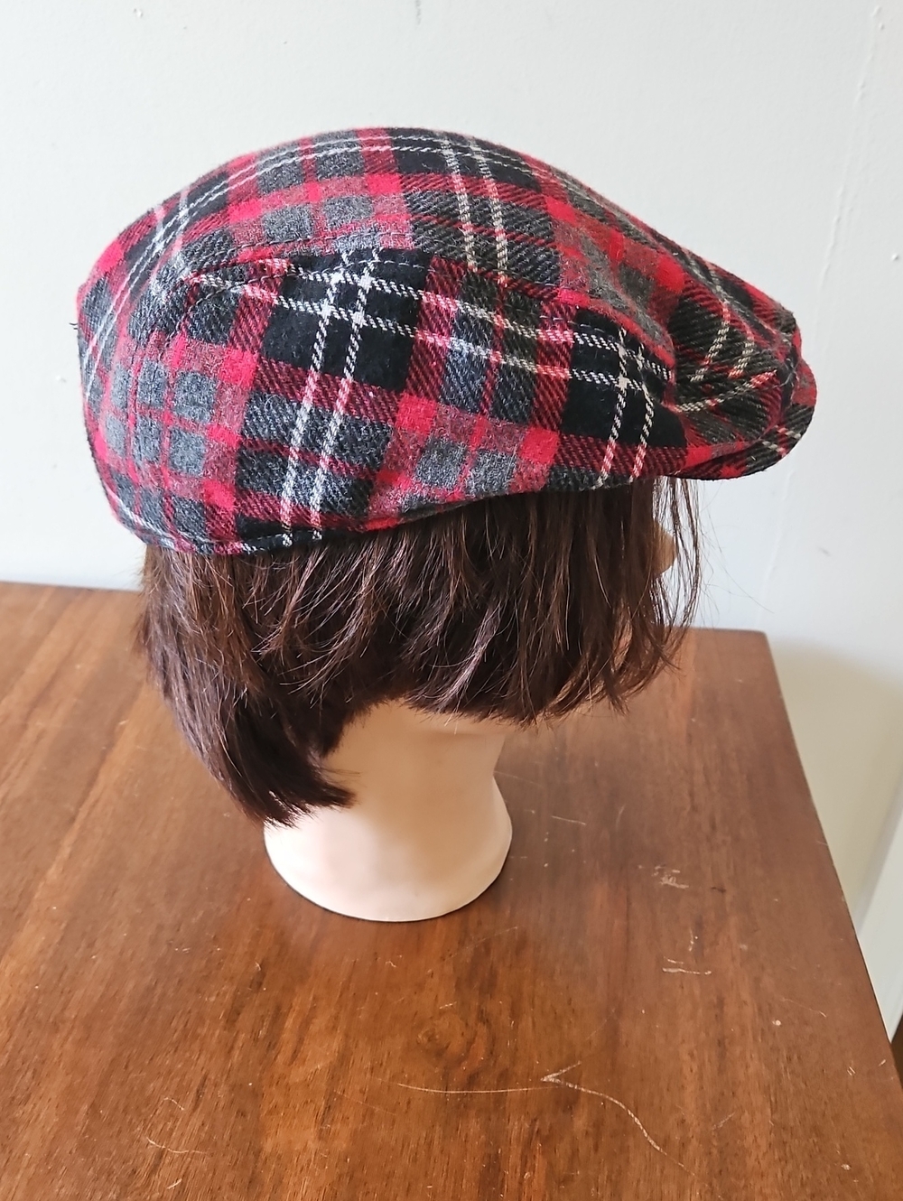 Cremieux Red Plaid Polyester Wool Blend Cap Size S/M